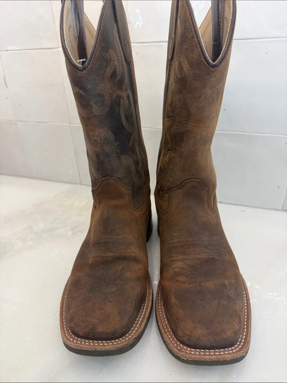 Kids Brown Western Pull-On Cowboy Boots